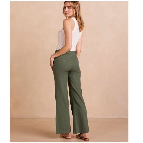 Summersalt Women’s Olive Green The Easy High-Waisted Flare Pant Twill Tencel Fab - Picture 5 of 13